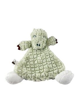 Demdaco Arnie Alligator Baby Lovey Flat Plush Security Rattle Toy Mint Green 12"
